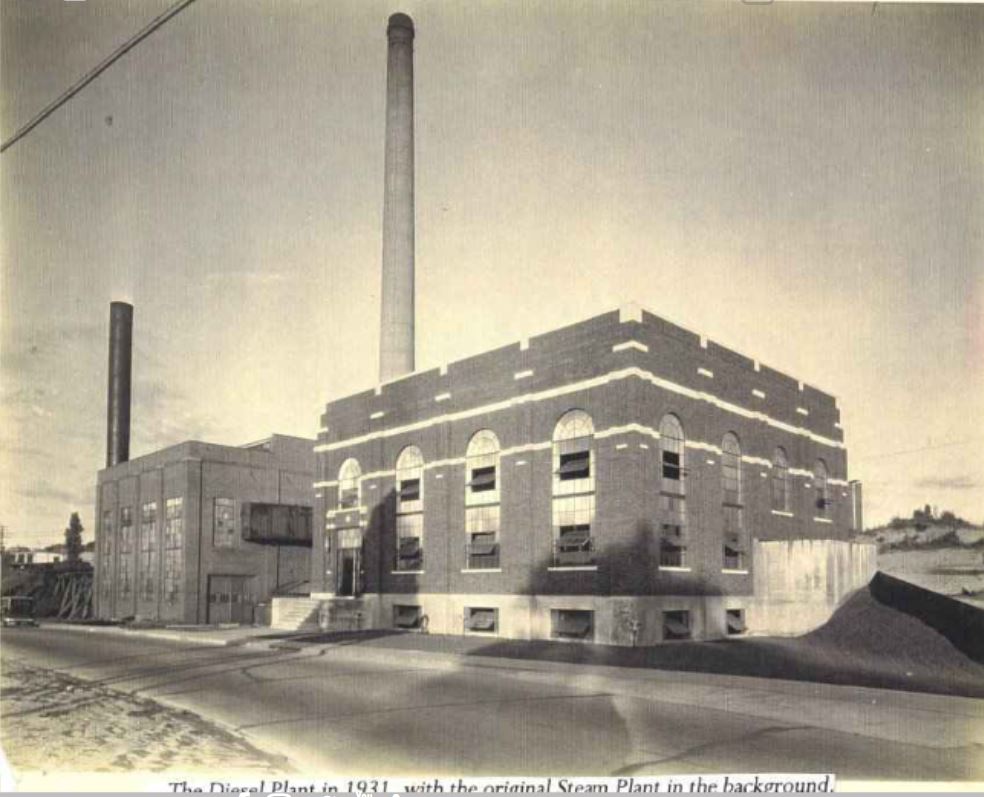 Photo of the exterior diesel plant from 1931