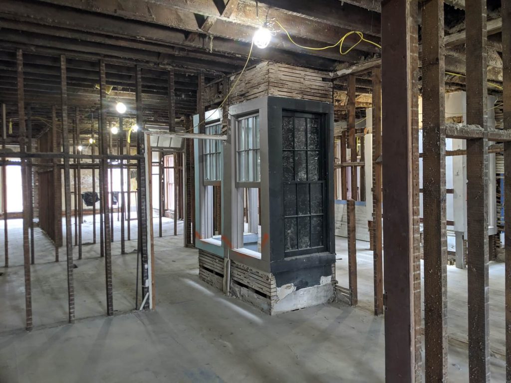 old windows and construction at the keefer house hotel