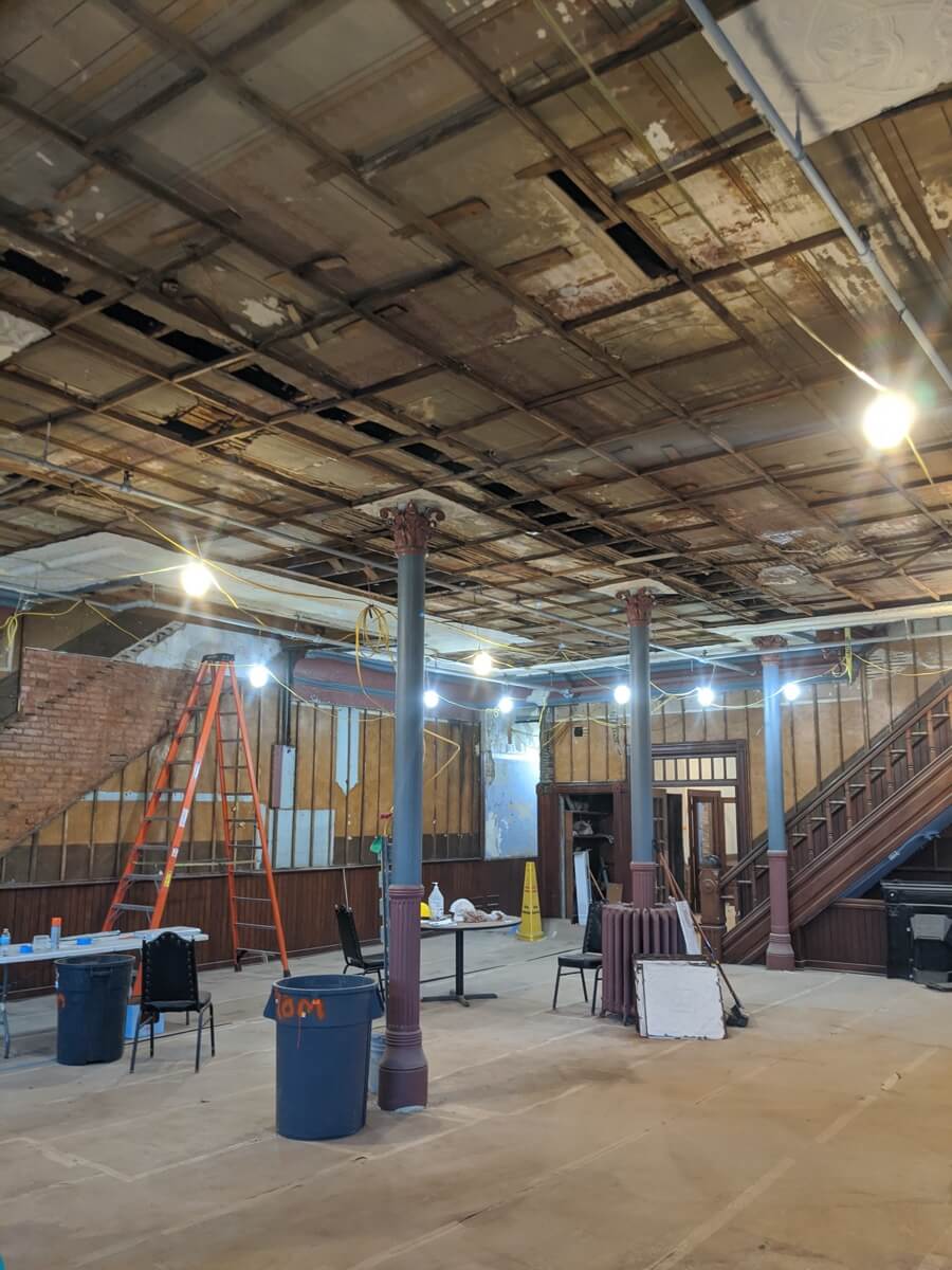construction ongoing on the keefer house hotel lobby