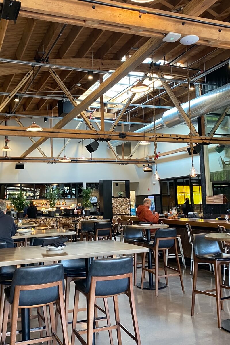 interior wood rafters at the lock and mule in lockport, il