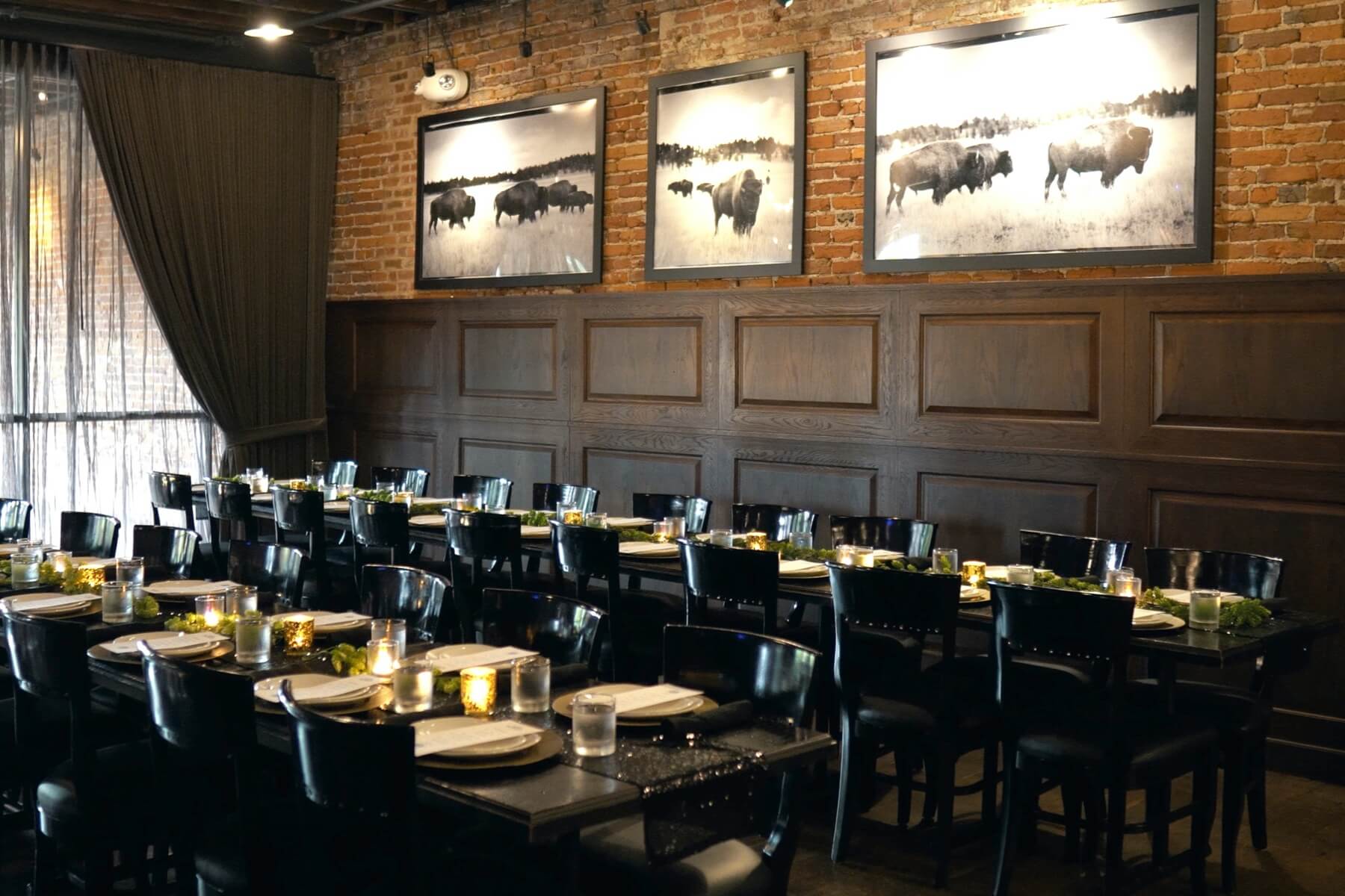 private dining area with table setting at the lone buffalo