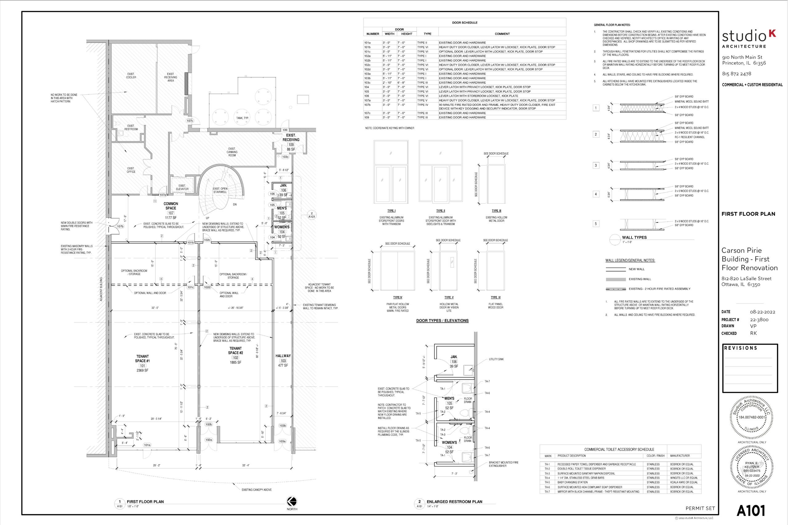 Floor plans of the storefront.